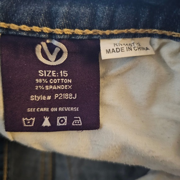 Vigoss Women's Blue Wash Bootcut Distressed Bleach Splatter Denim Jeans Size 15 - Picture 8 of 11